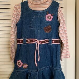 Denim Floral Kids Casual Dress